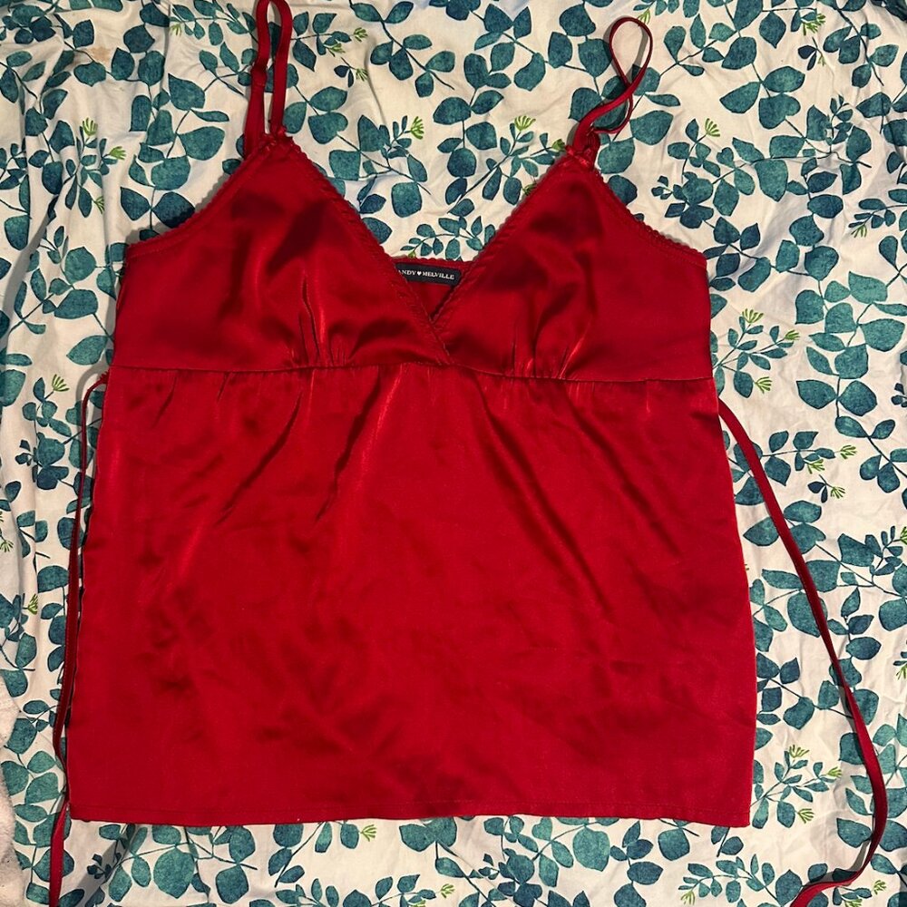 Brandy Melville Red Satin Top